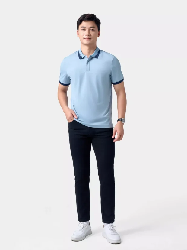 Áo Polo Nam Thể Thao Bo Phối Màu Regular APC24005 - Hình ảnh 7
