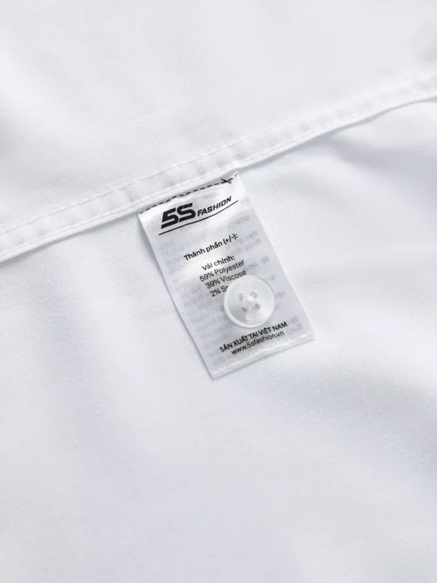 Áo Sơ Mi Nam Cộc Tay Màu Trắng Trơn ASC25011 - Hình ảnh 5